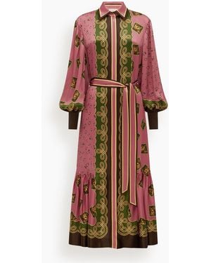 ALÉMAIS Lacey Silk Shirtdress - Red