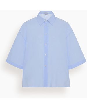 Another Tomorrow Voile Short Sleeve Shirt - Blue
