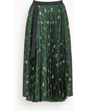 Sacai Floral Print Skirt - Green
