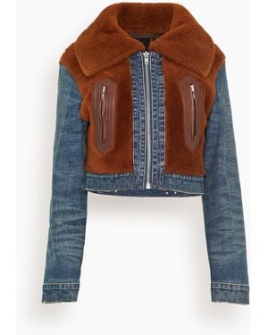 R13 Denim Fur Jacket - Brown