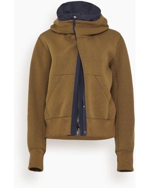 Sacai Sponge Sweat X Grosgrain Hoodie - Brown