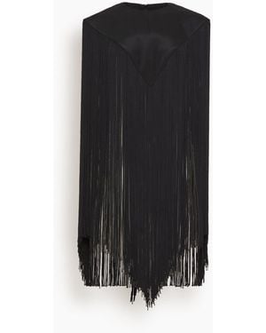 Tibi 4 Ply Silk Fringe Cape - Black