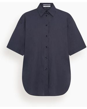Another Tomorrow Poplin Short Sleeve Shirt - Blue
