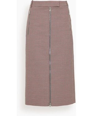 Tibi Leon Check Midi Trouser Zip Skirt - Brown