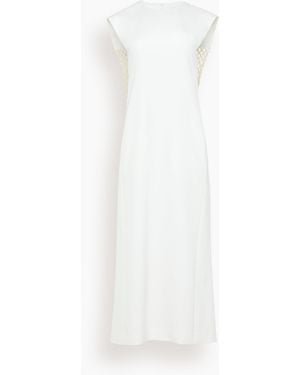 Tibi Stretch Silk Nylon Macrame Dress - White