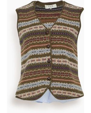 Sea Ciara Fair Isle Knit Combo Vest - Multicolor