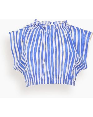lemlem Muna Ruched Crop Top - Blue