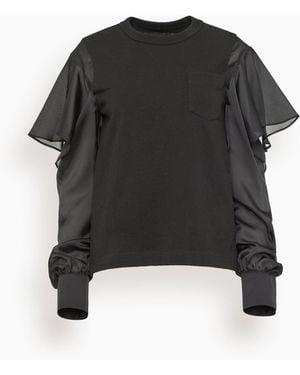 Sacai Satin X Cotton Jersey T-Shirt - Black