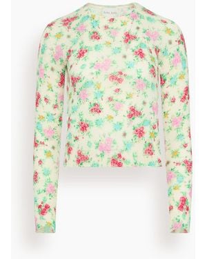 forte_forte Bouquet Print Alpaca Roundneck Sweater - White