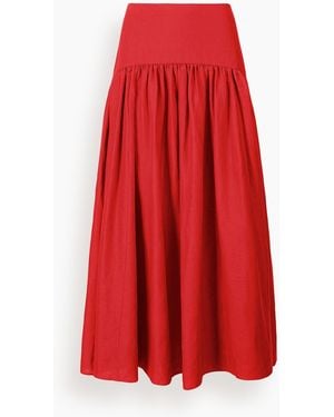 STAUD Procida Linen Skirt - Red