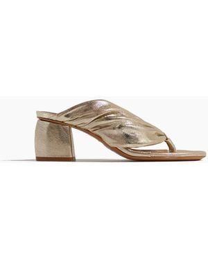 forte_forte Heeled Laminated Leather Thong Sandals - Metallic