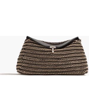 TOTEME T-Lock Woven-Leather Clutch - Brown