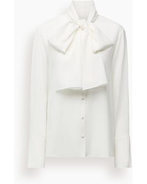 Another Tomorrow Signature Bow Blouse - White
