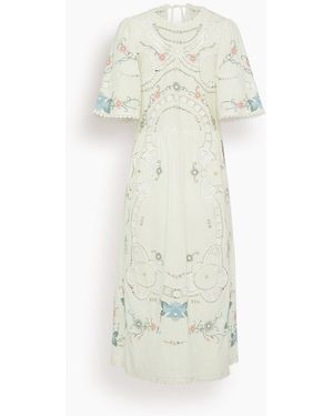 Sea Vesna Embroidery Short Sleeve Dress - White