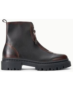 STAUD Miles Zip Ankle Boot - Brown