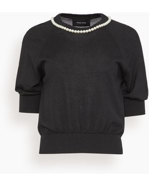 Simone Rocha Puff Sleeve Merino Silk Sweater - Black