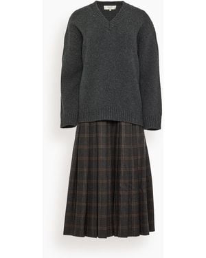 Sea Monroe Wool Plaid Combo Sweater Dress - Black