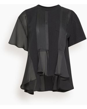 Sacai Satin X Cotton Jersey T-Shirt - Black
