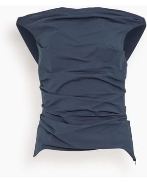 Jonathan Simkhai Maisel Cotton Draped Top - Blue