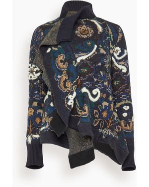 Sacai Floral Jacquard Knit Blouson - Black