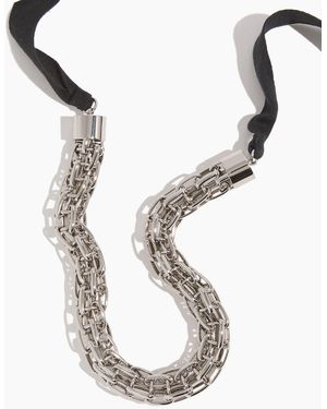 Plan C Grid Chain Necklace With Rib - White
