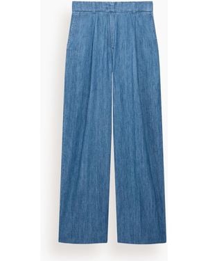 Another Tomorrow Chambray Relaxed Wide Leg Pant - Blue