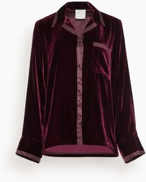 Forte Forte Plain Velvet Pajama Shirt - Red