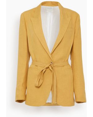 forte_forte Chic Linen Canvas Belted Jacket - Yellow