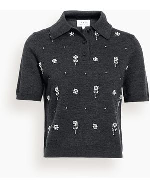 Tanya Taylor Camilla Top With Embroidery - Black