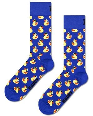 Happy Socks Blau Rubber Duck Crew Socke