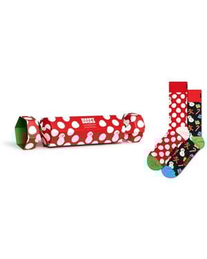 Happy Socks 2er-Pack Big Dot Snowman Crew Geschenk-Set - Schwarz