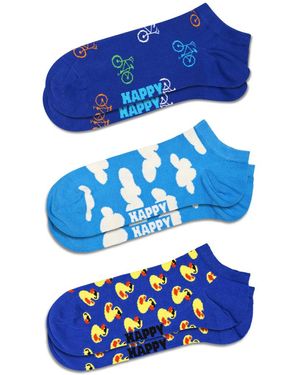 Happy Socks Blaues 3er-Set Fahrrad-Socken