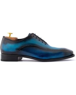 Harris Shoes 1913 Hand-Painted Leather Brogues - Blue