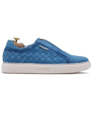 Harris Shoes 1913 Woven Leather Slip-On Sneakers - Blue