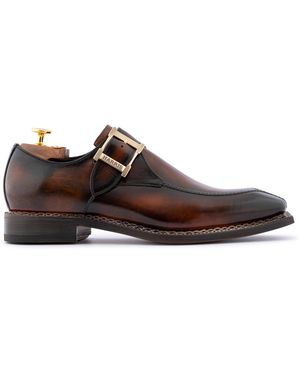 Harris Shoes 1913 Hand-Painted Single Buckle With Norwegian Workmanship - Brown
