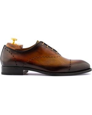Harris Shoes 1913 Francesina Dipinta A Mano Con Cuciture A Mano - Marrone