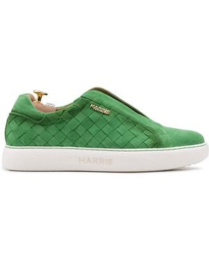 Harris Shoes 1913 Woven Leather Slip-On Sneakers - Green