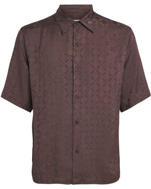 Sandro Jacquard Cross Short-Sleeve Shirt - Brown