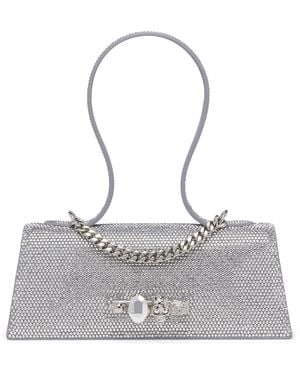 McQueen Calfskin Jewelled Top-Handle Bag - Grey
