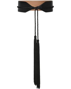 Alaïa Large Leather Cord Tassel Belt - Black