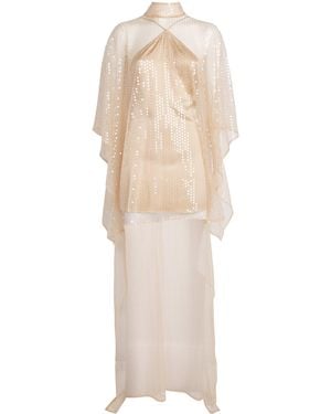Taller Marmo Sequinned Denver Disco Kaftan Mini Dress - Natural