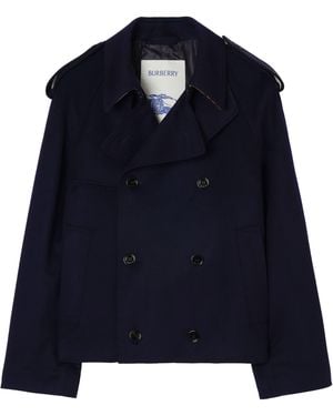 Burberry Cashmere Leadenham Trench Jacket - Blue