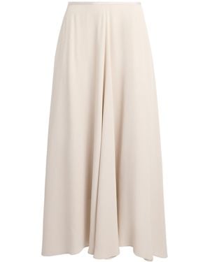 Agnona Satin-Trim A-Line Midi Skirt - White