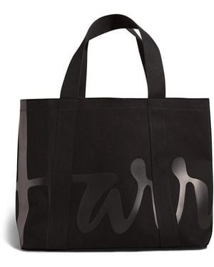 Harrods Medium Cotton Logo Tote Bag - Black