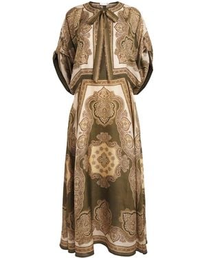 Zimmermann Printed Mahon Tunic Midi Dress - Metallic