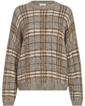 Brunello Cucinelli Sequin Check Jumper - Grey
