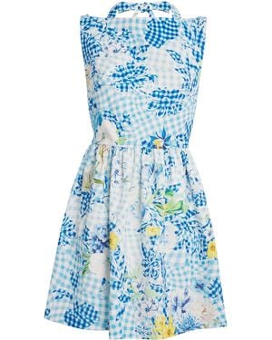 Mary Katrantzou Fleur De Vichy Peres Mini Dress - Blue