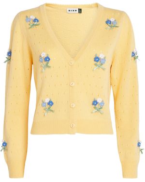 RIXO London Merino Wool Embroidered Merinda Cardigan - Yellow