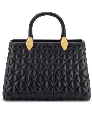 BVLGARI Leather Serpentine Duo Top-Handle Bag - Black