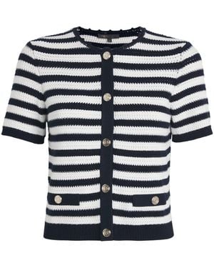 Maje Cropped Stripe Cardigan - Blue